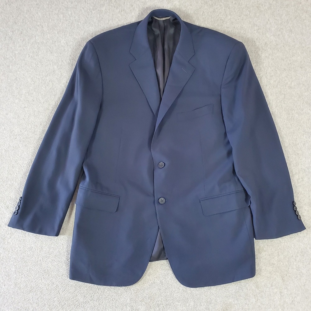 Canali Mens Navy Blue Travel Water Resistant Wool Blazer Sport Coat 42R Italy